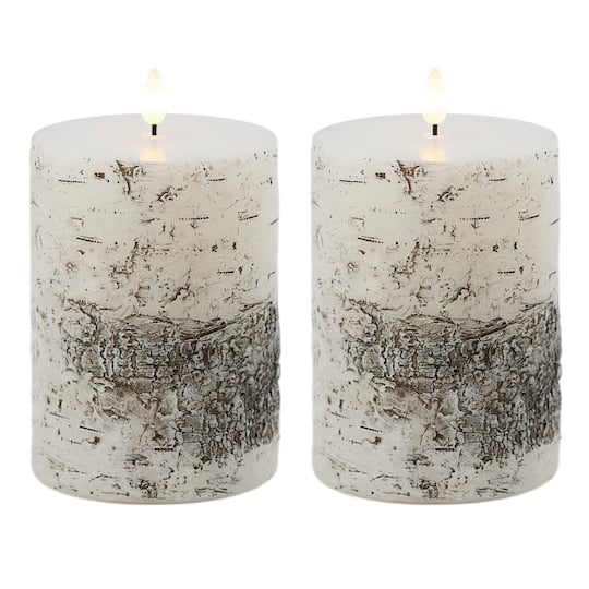FIA WICK Birch Design Pillar Candles, 2ct.